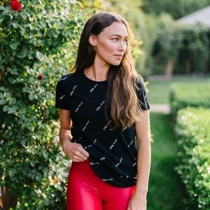 ZIYA Black Logo Short Sleeve T-Shirt Size Large zyia Active Casual Activewear